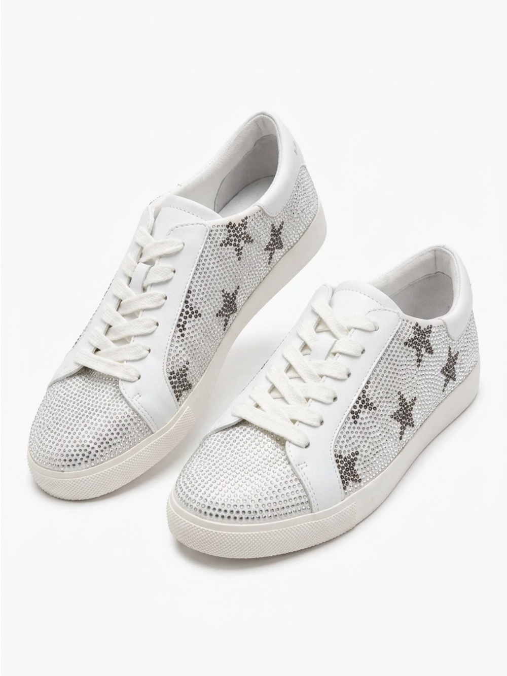 Katy Perry Collections White Sneaker with Silver Star Rhinestones